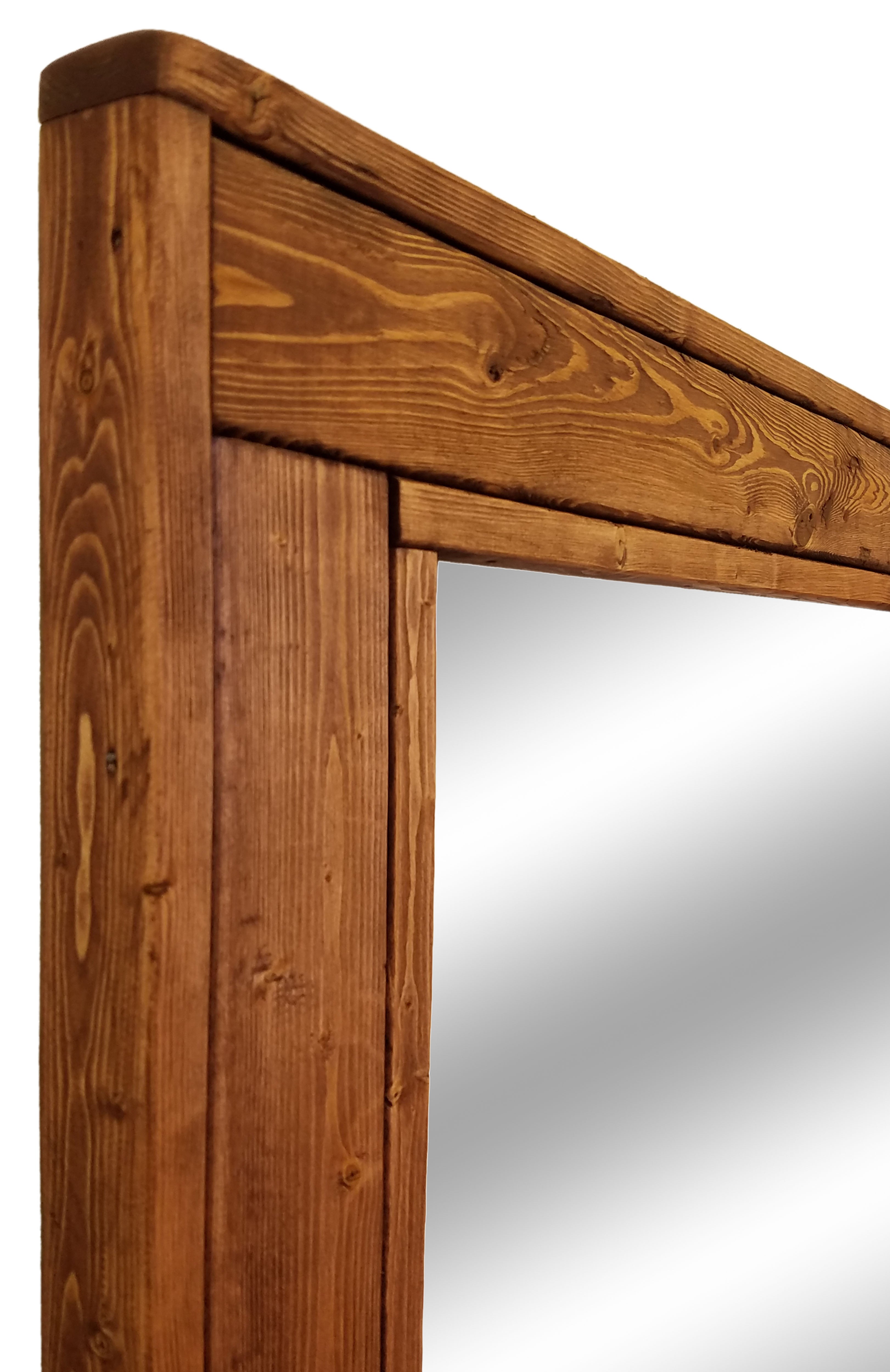 Herringbone Reclaimed Styled Wood Mirror, 20 Stain Colors & 5 Sizes, Shown in English Chestnut
