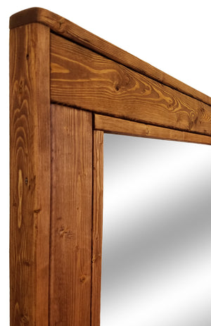 Herringbone Reclaimed Styled Wood Mirror, 20 Stain Colors & 5 Sizes, Shown in English Chestnut