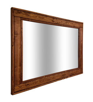 Herringbone Reclaimed Styled Wood Mirror, 20 Stain Colors & 5 Sizes, Shown in English Chestnut