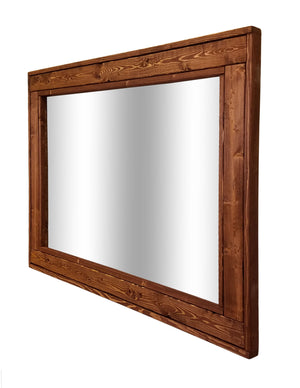 Herringbone Reclaimed Styled Wood Mirror, 20 Stain Colors & 5 Sizes, Shown in English Chestnut
