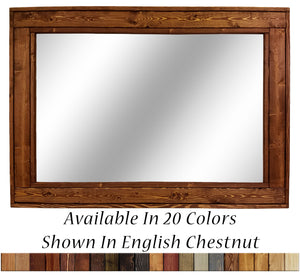 Herringbone Reclaimed Styled Wood Mirror, 20 Stain Colors & 5 Sizes, Shown in English Chestnut