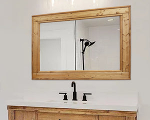 Herringbone Reclaimed Wood Framed Mirror, Shown in Gold Oak