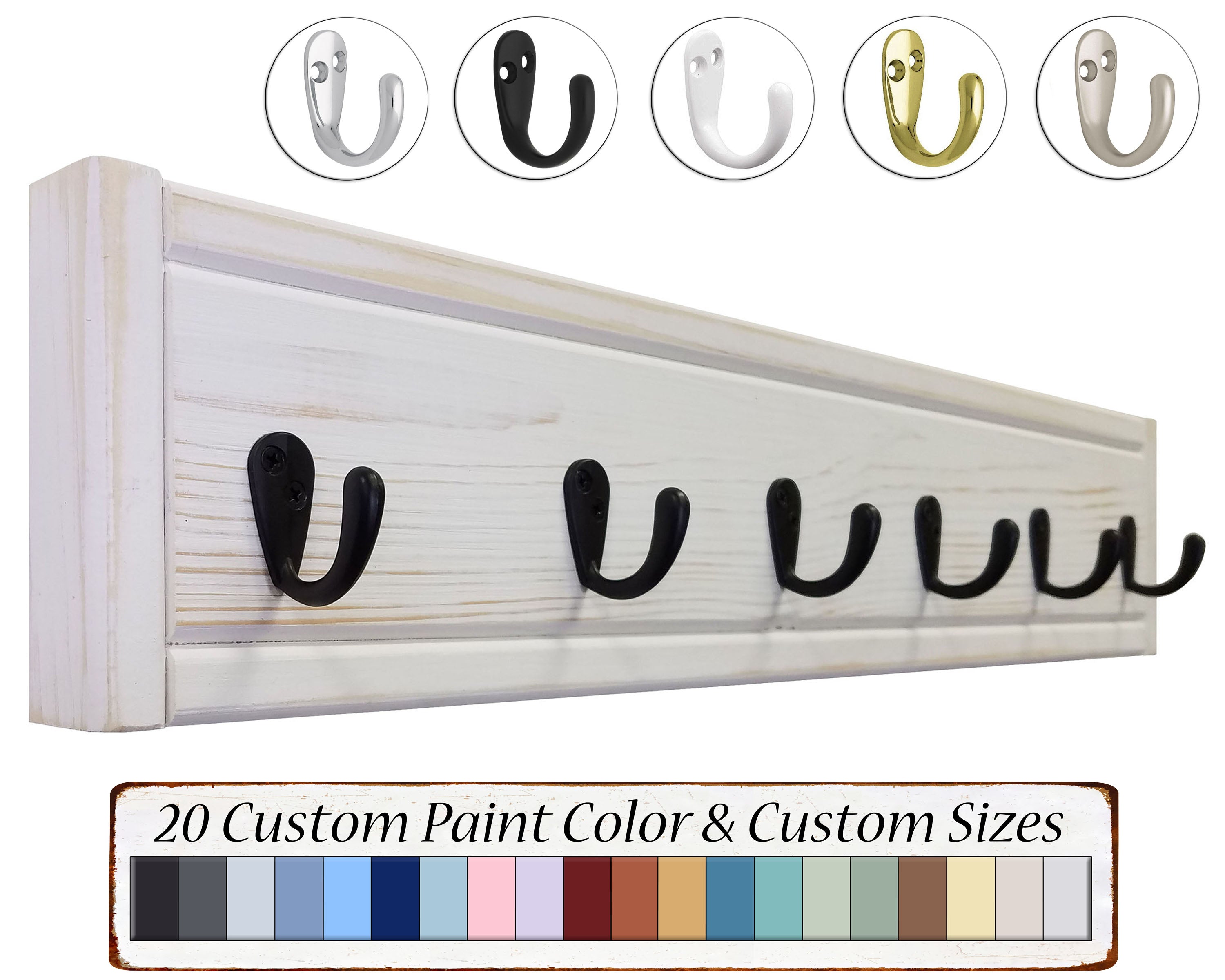 Herringbone Wall Hook Coat Rack, 4 Sizes & 20 Paint Colors