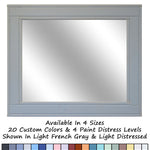 Herringbone Rustic Reclaimed Wood Wall Mirror, 5 Sizes & 20 Colors, Shown in Light French Gray