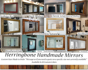 Herringbone Reclaimed Styled Wood Mirror, 20 Stain Colors & Custom Sizes by Lane of Lenore