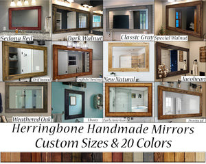 Herringbone Reclaimed Styled Wood Mirror, 5 Sizes & 20 Colors by Lane of Lenore