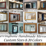 Herringbone Reclaimed Styled Wood Mirror, 5 Sizes & 20 Colors