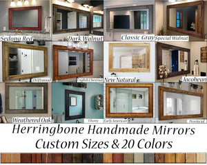 Herringbone Reclaimed Styled Wood Mirror, 5 Sizes & 20 Stain Colors
