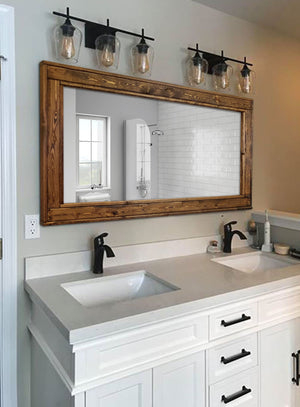 Herringbone Reclaimed Wood Framed Mirror, Shown in Provincial