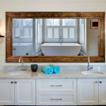 Herringbone Reclaimed Styled Wood Mirror, 20 Stain Colors & Custom Sizes, Shown in Provincial