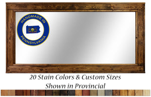 Herringbone Reclaimed Styled Wood Mirror, 20 Stain Colors & Custom Sizes, Shown in Provincial
