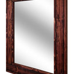 Herringbone Reclaimed Styled Wood Mirror, 20 Stain Colors & Custom Sizes, Shown in Red Mahogany 