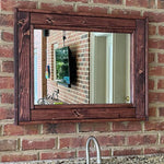Herringbone Reclaimed Wood Framed Mirror, Shown in Red Mahogany 