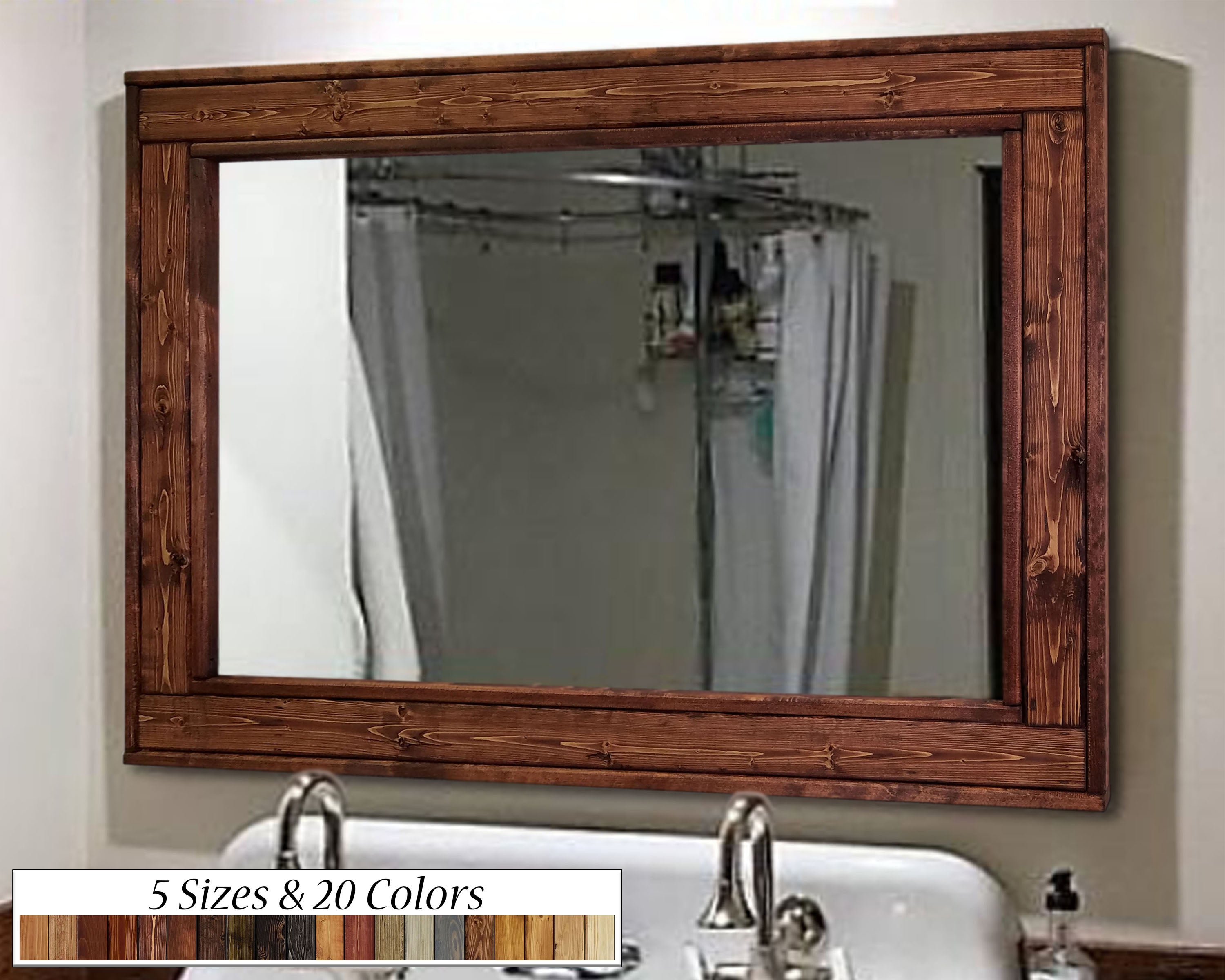 Herringbone Reclaimed Styled Wood Mirror, 5 Sizes & 20 Colors by Lane of Lenore