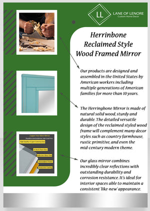 Herringbone Reclaimed Wood Mirror, 5 Sizes & 20 Paint Colors, Shown in Bright Ivory White