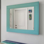 Herringbone Reclaimed Wood Mirror, 20 Colors, Shown in Sea Blue