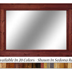Herringbone Reclaimed Styled Wood Mirror, 20 Stain Colors & 5 Sizes, Shown in Sedona Red