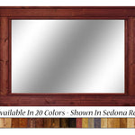 Herringbone Reclaimed Styled Wood Mirror, 20 Stain Colors & 5 Sizes, Shown in Sedona Red