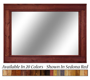 Herringbone Reclaimed Styled Wood Mirror, 20 Stain Colors & 5 Sizes, Shown in Sedona Red