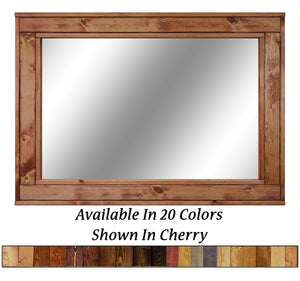 Herringbone Reclaimed Styled Wood Mirror, 5 Sizes & 20 Colors, Shown in Cherry