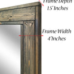 Herringbone Reclaimed Styled Wood Mirror, 20 Stain Colors & Custom Sizes, Shown in Weathered Oak