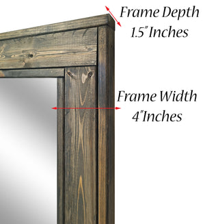 Herringbone Reclaimed Styled Wood Mirror, 20 Stain Colors & Custom Sizes, Shown in Weathered Oak