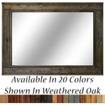 Herringbone Reclaimed Styled Wood Mirror, 20 Stain Colors & Custom Sizes, Shown in Weathered Oak
