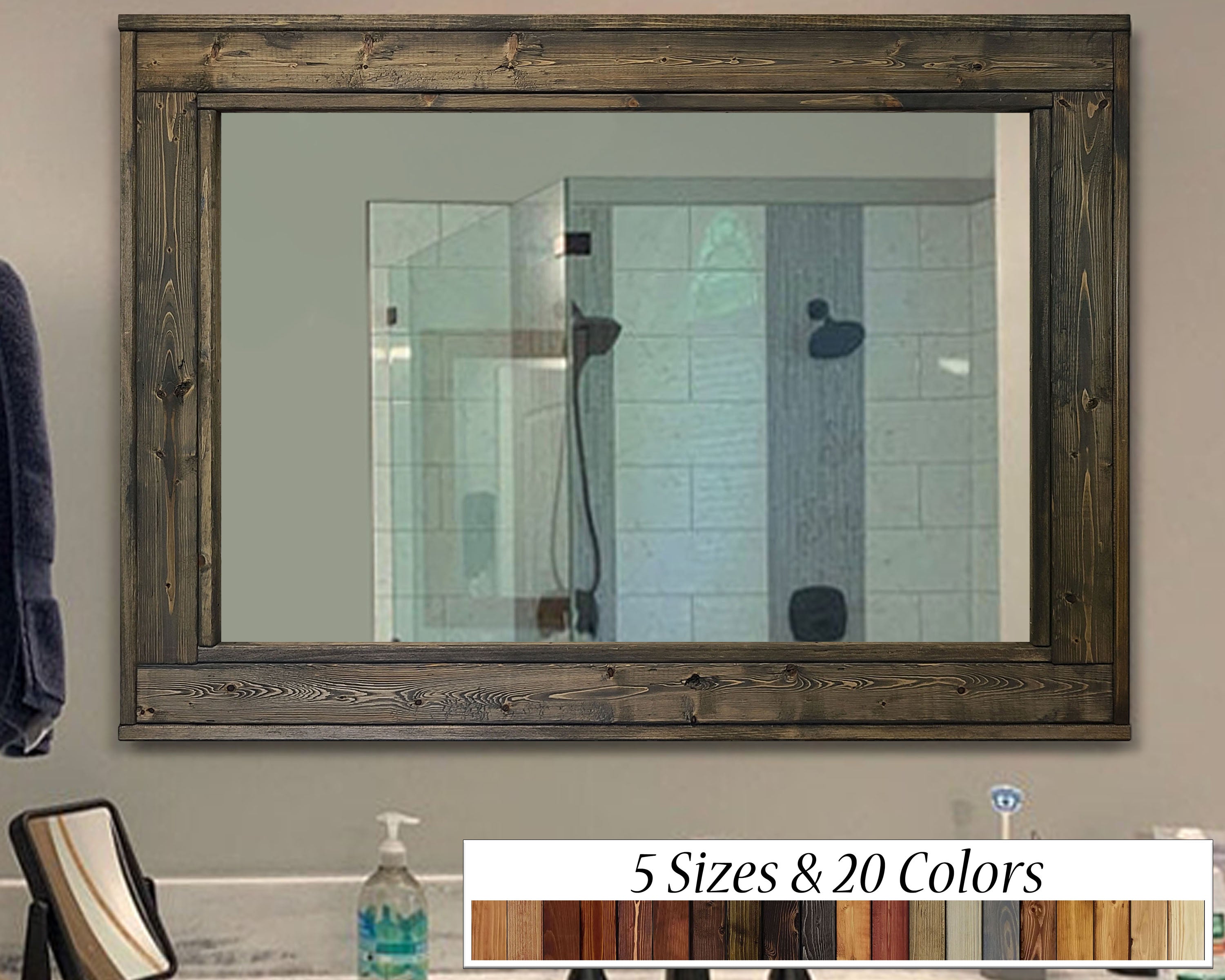 Herringbone Reclaimed Styled Wood Mirror, 20 Stain Colors & Custom Sizes by Lane of Lenore