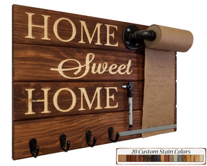 Home Sweet Home Memo Roll Holder with Hooks, 5 Hook Finishes & 20 Colors