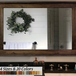 Ivyland Rustic Wood Framed Wall Mirror, 20 Stain Colors