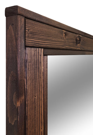 Herringbone Reclaimed Styled Wood Mirror, 20 Stain Colors & Custom Sizes, Shown in Jacobean