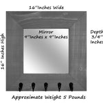 Lakewood Mirror with Hooks - 20 Stain Colors, Shown In Classic Gray