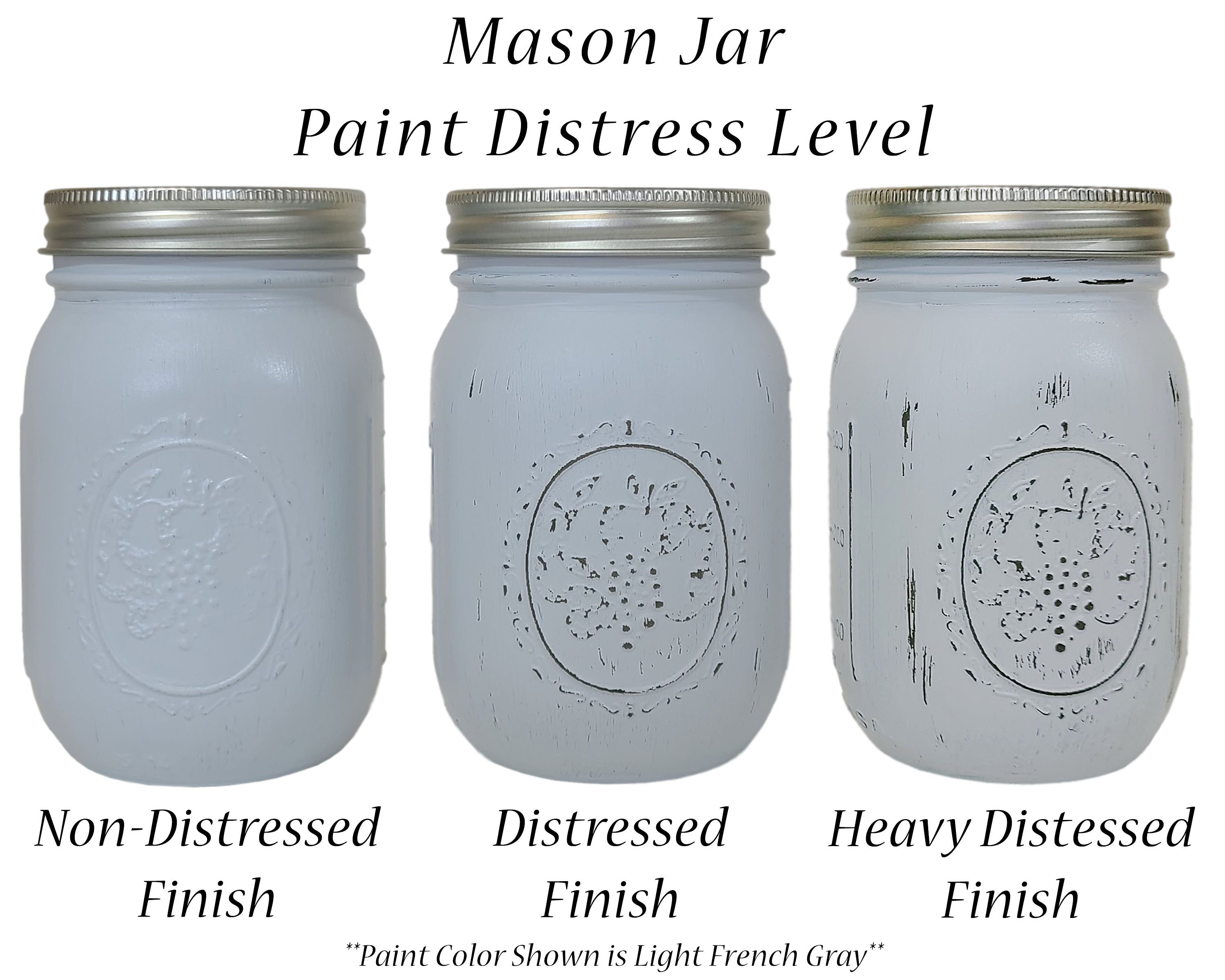 Mason Jar Paint Distress Levels