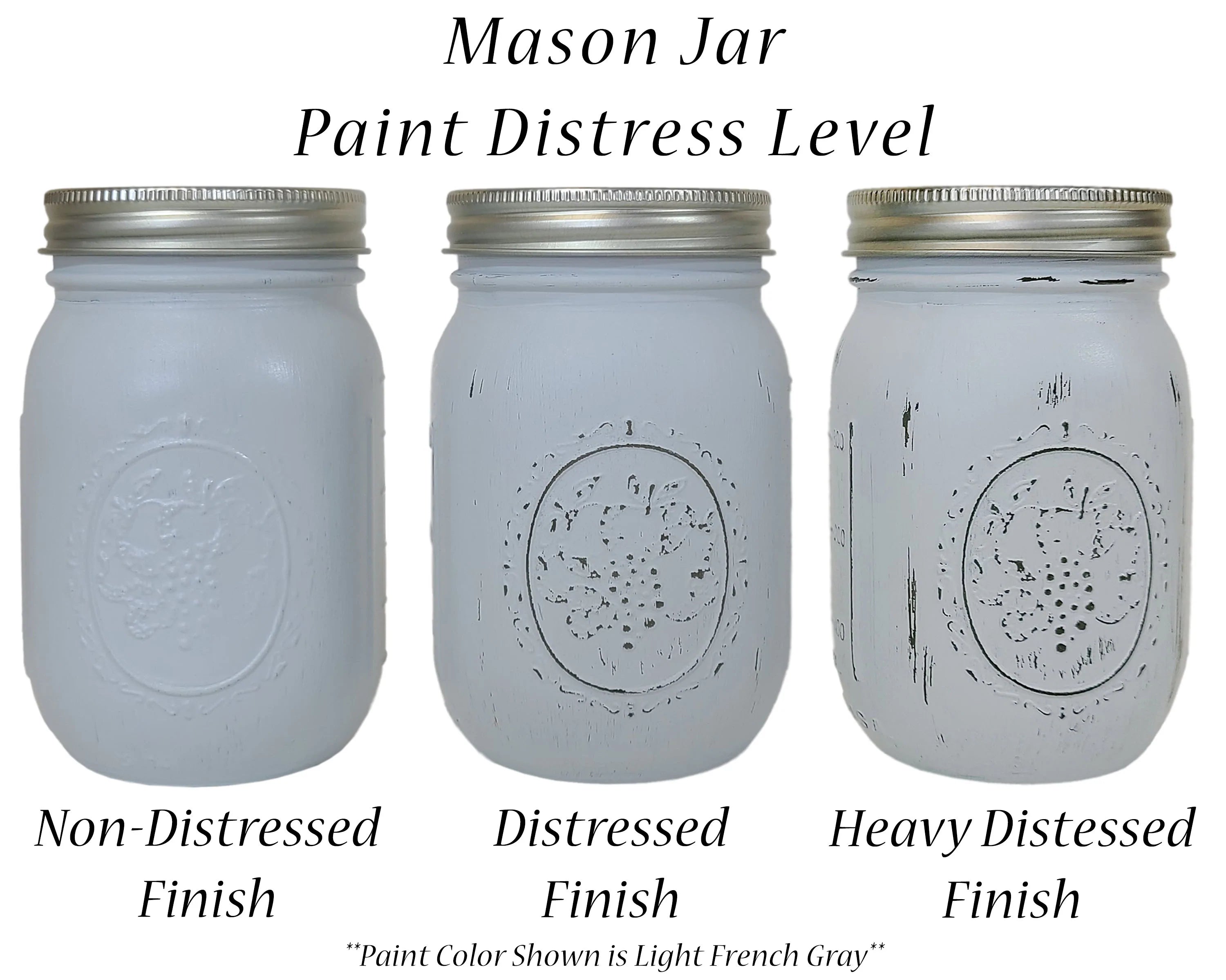 Mason Jar Paint Distress Levels