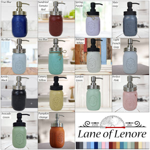 Mason Jar Pump Dispenser Hand Painted by Lane of Lenore