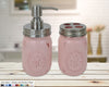 Mason Jar Soap Pump & Toothbrush Holder Set, Handmade in the USA by Lane of Lenore