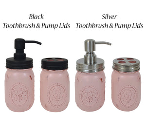 Mason Jar Pump Lid, Toothbrush Lid in Black or Silver