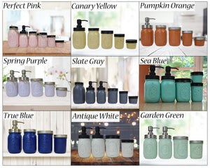 Custom Painted Mason Jar Bathroom Set, 20 Paint Colors, Lane of Lenore