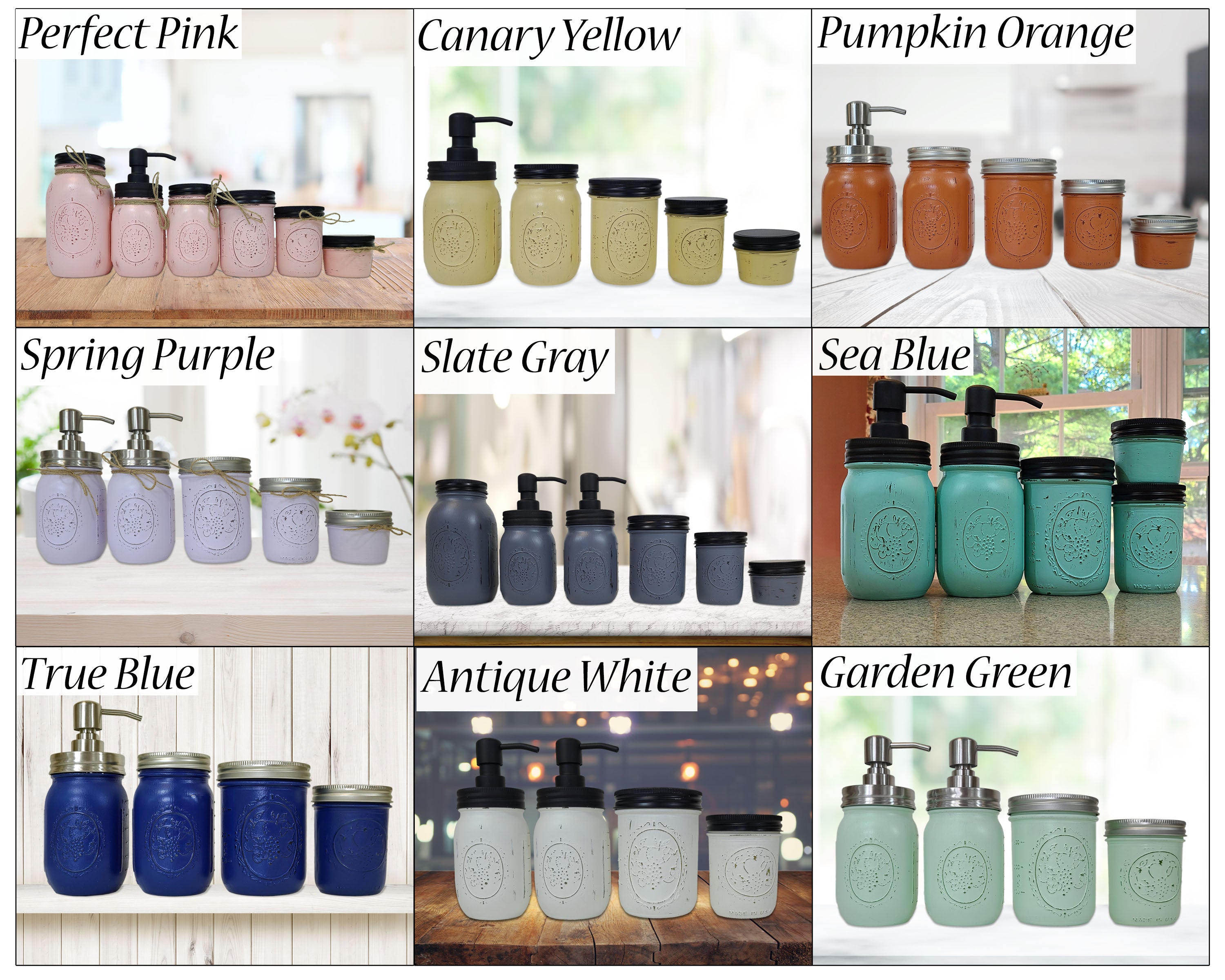 Custom Painted Mason Jar Sets, Handmade in Warrington, PA USA