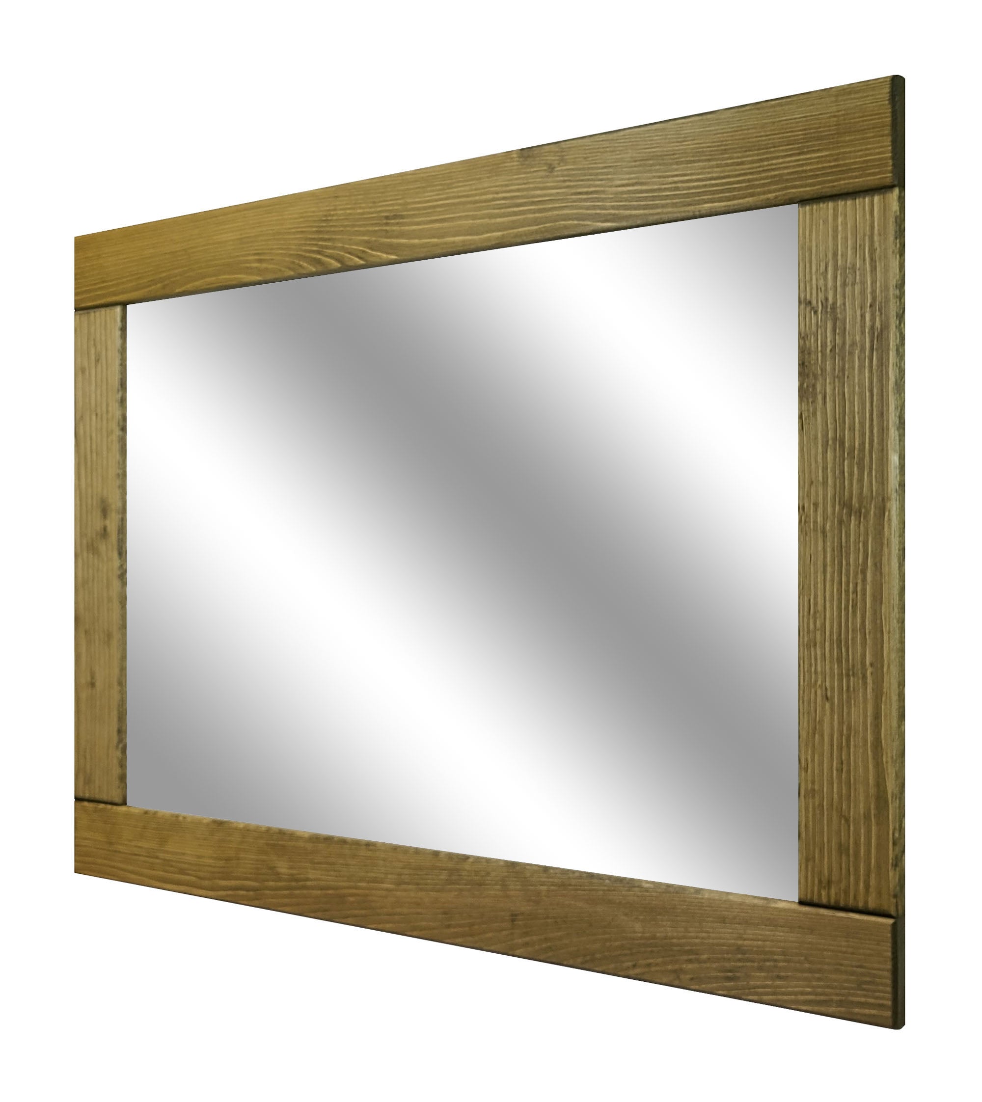 Natural Rustic Wood Framed Mirror, 20 Stain Colors - Shown In Driftwood
