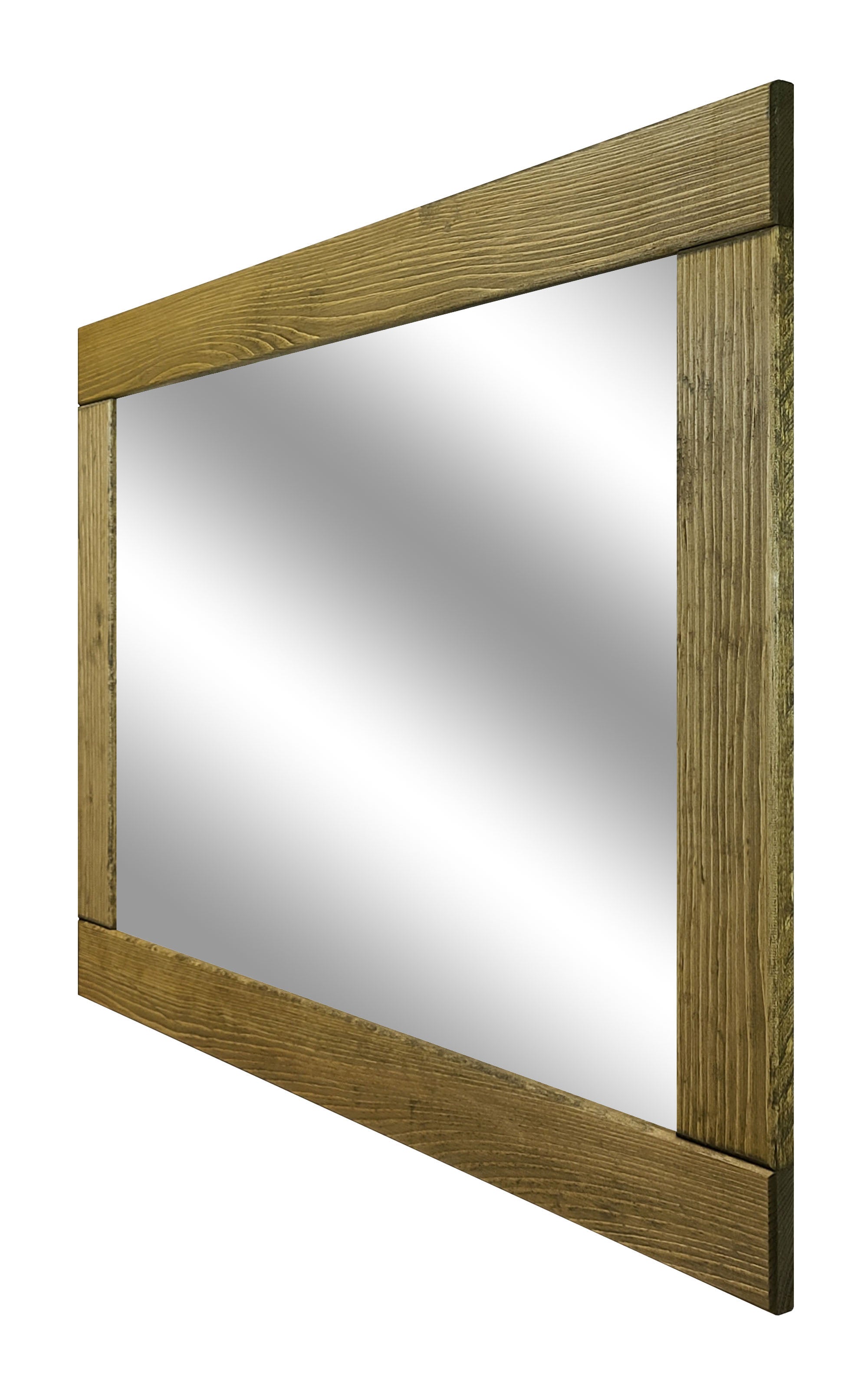 Natural Rustic Wood Framed Mirror, 20 Stain Colors - Shown In Driftwood