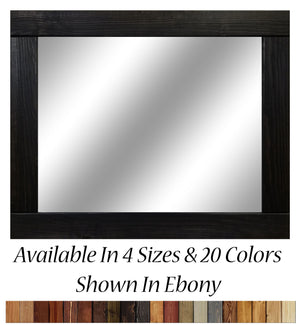 Natural Rustic Wood Framed Mirror, 20 Stain Colors - Shown In Ebony