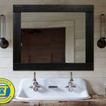 Natural Rustic Wood Framed Mirror, 20 Stain Colors - Shown In Ebony