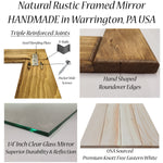 Natural Rustic Wood Framed Mirror, 20 Paint Colors - Shown In Antique White