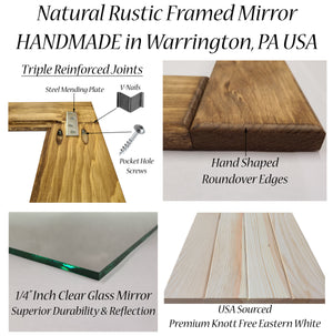 Natural Rustic Wood Framed Mirror, 20 Paint Colors - Shown In Antique White
