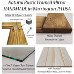 Natural Rustic Wood Framed Mirror, 20 Stain Colors - Shown In Driftwood