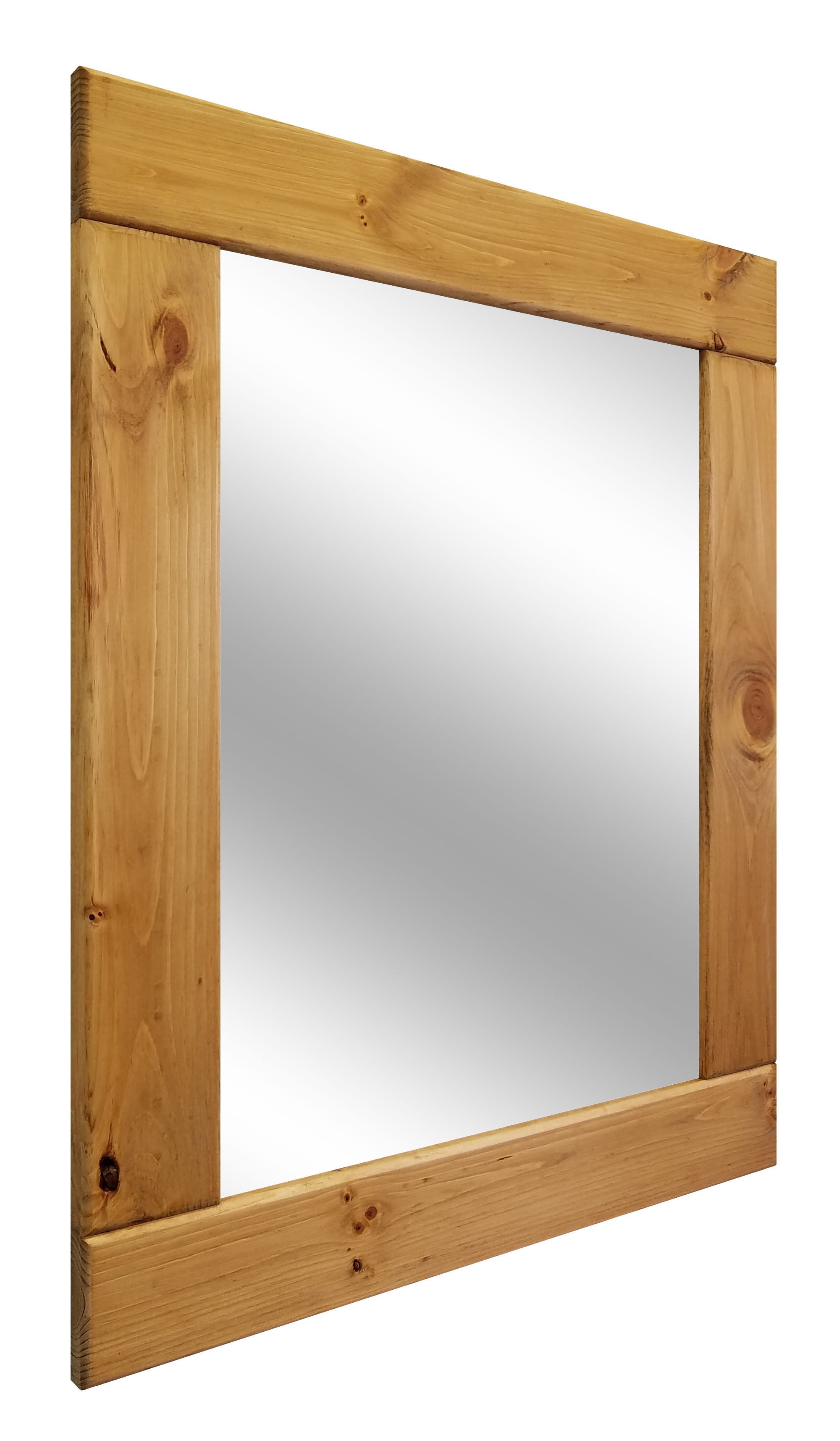 Natural Rustic Wood Framed Mirror, 20 Stain Colors - Shown In Puritan Pine