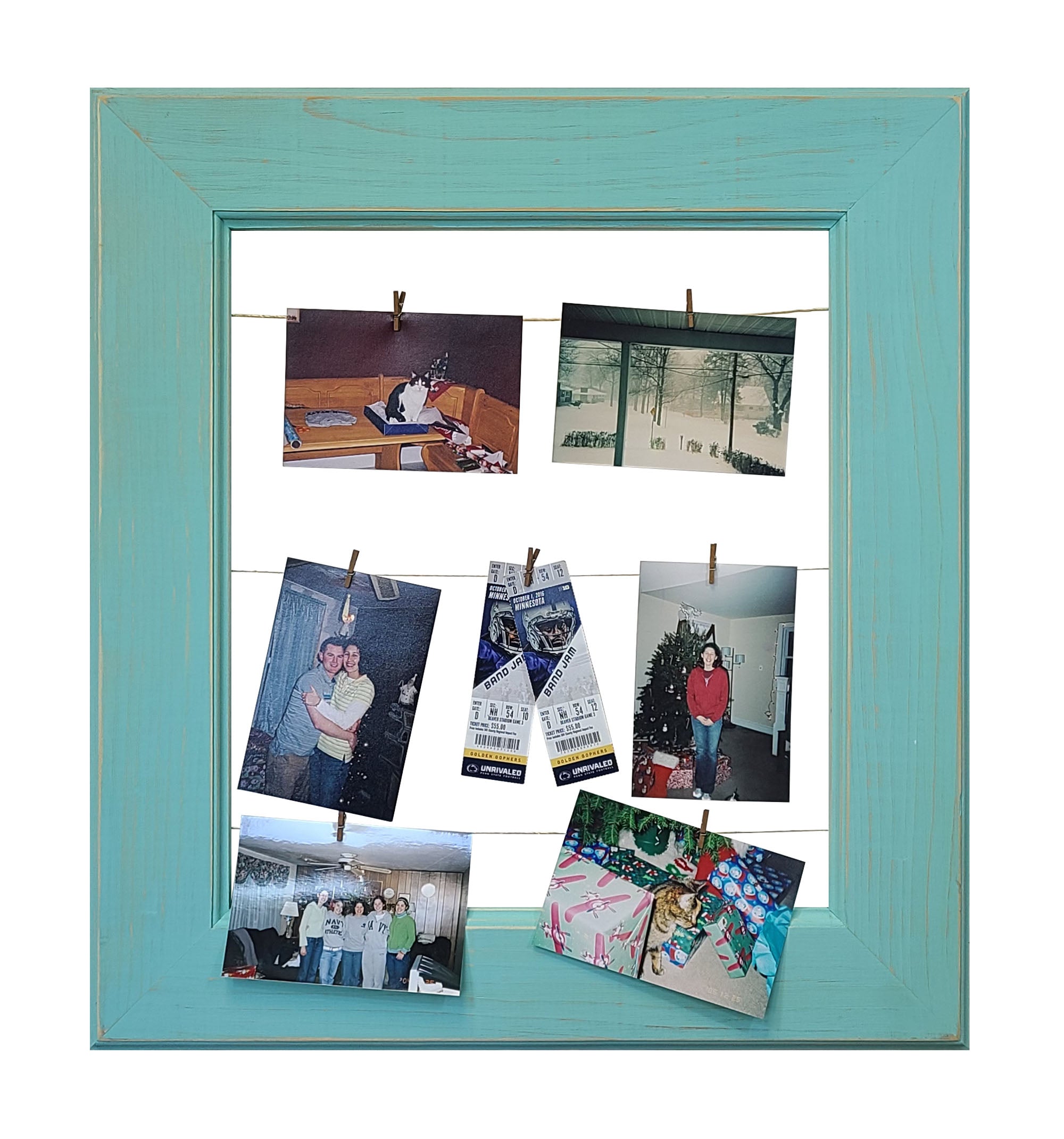 Foster Countryside Clothespin Photo Collage - 20 Paint Colors, Shown in Sea Blue