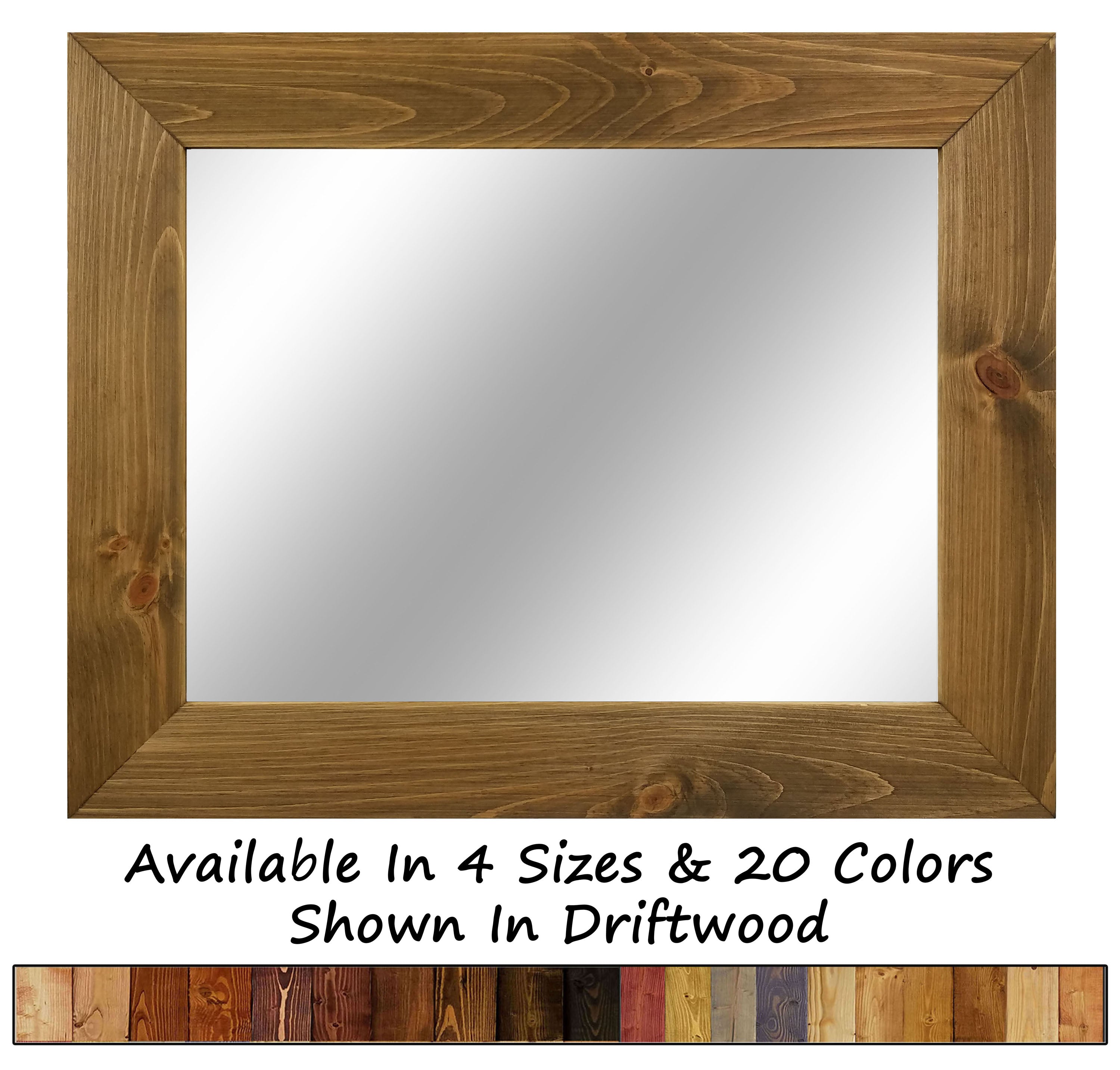 Shiplap Rustic Wood Framed Mirror, 20 Stain Colors - Shown In Driftwood