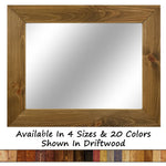 Shiplap Rustic Wood Framed Mirror, 20 Stain Colors - Shown In Driftwood